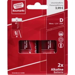 Sonderpreis Baumarkt Alkaline Batterien LR20 D-Mono 2er Pack