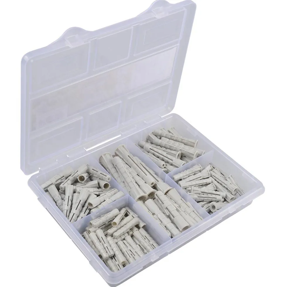 Sortimentsbox Universal- und Durchsteckspreizdübel 6 bis 10 mm 155-teilig, weiß