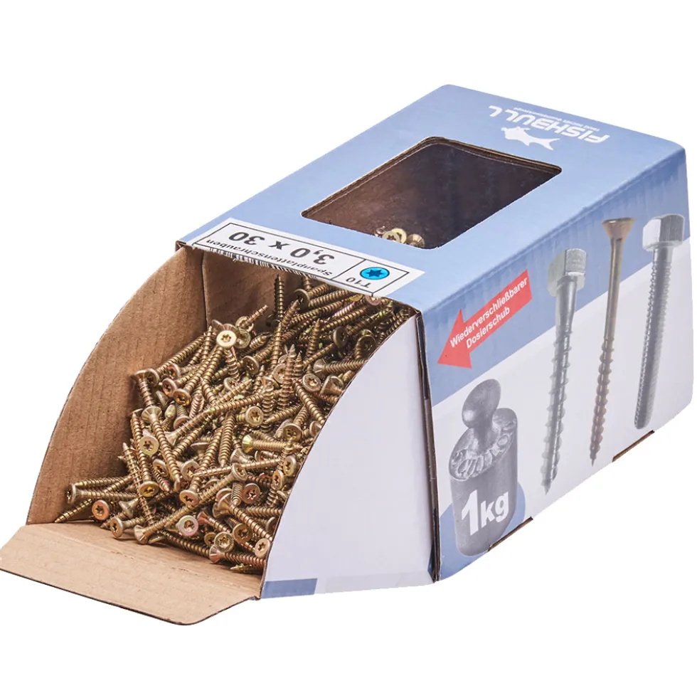 Spanplattenschraube 3x30 mm IVZ 1kg FISHBULL-Pack Senkkopf Vollgewinde
