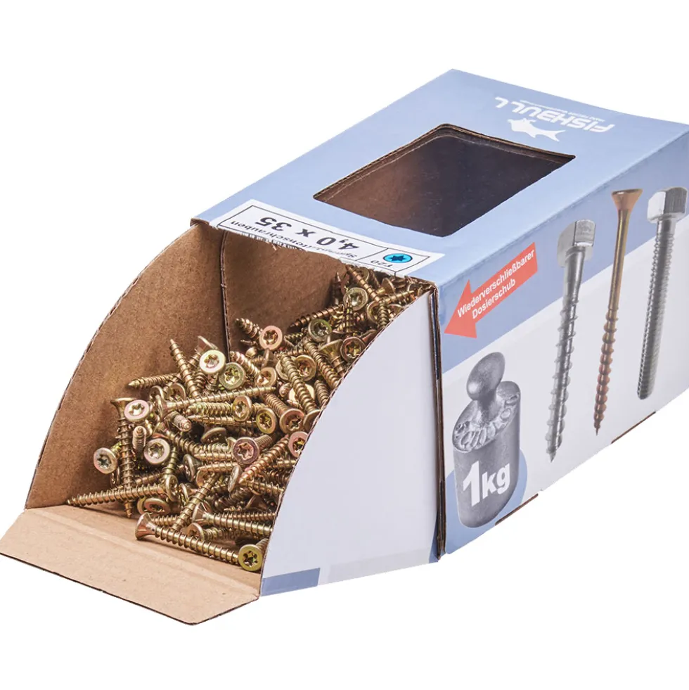 Spanplattenschraube 4x35 mm IVZ 1kg FISHBULL-Pack Senkkopf Vollgewinde