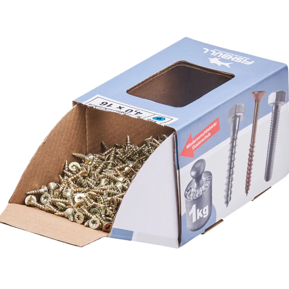 Spanplattenschraube 4x16 mm IVZ 1kg FISHBULL-Pack Senkkopf Vollgewinde