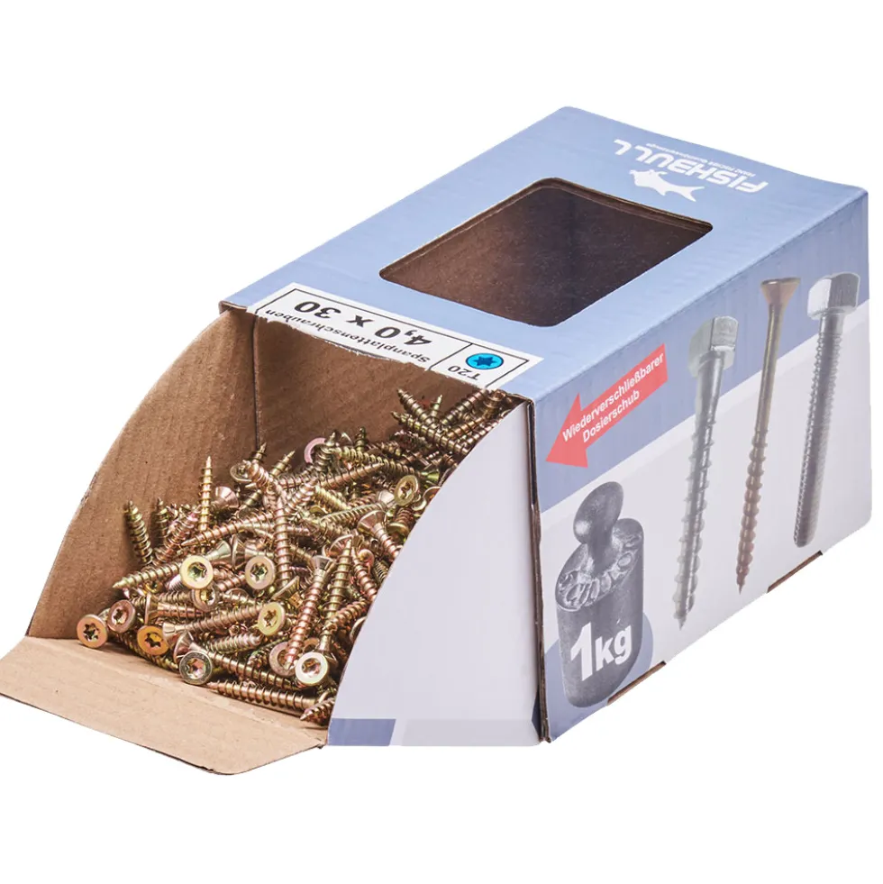 Spanplattenschraube 4x30 mm IVZ 1kg FISHBULL-Pack Senkkopf Vollgewinde