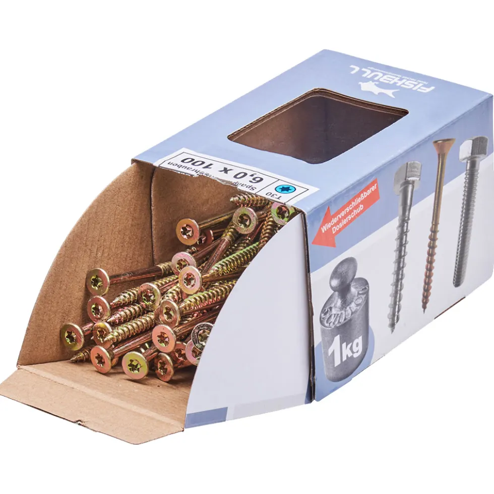 Spanplattenschraube 6,0x100 mm IVZ 1kg FISHBULL-Pack Senkkopf Teilgewinde