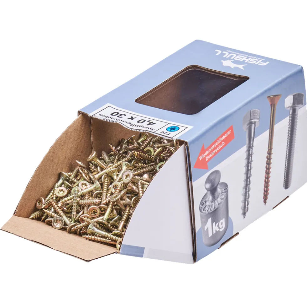 Spanplattenschraube 4x30 mm IVZ 1kg FISHBULL-Pack Senkkopf Teilgewinde