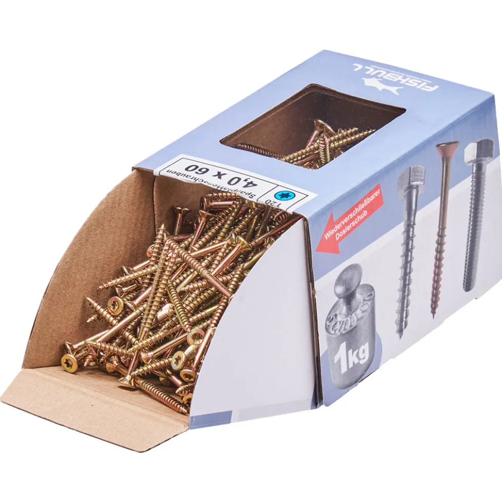 Spanplattenschraube 4,0x60 mm IVZ 1kg FISHBULL-Pack Senkkopf Teilgewinde