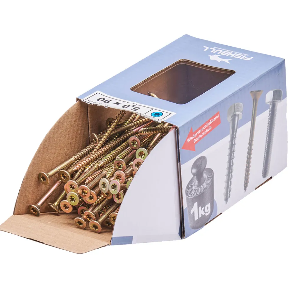 Spanplattenschraube 5,0x90 mm IVZ 1kg FISHBULL-Pack Senkkopf Teilgewinde