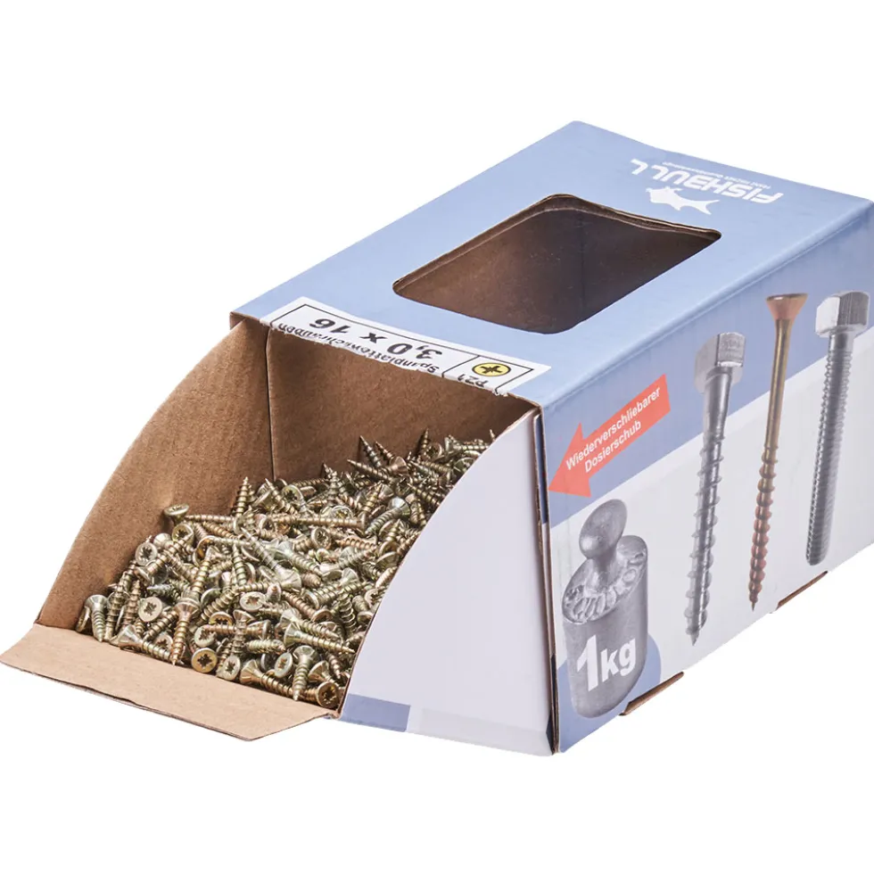 Spanplattenschraube 3,0x16 mm PZ 1kg FISHBULL-Pack Senkkopf Vollgewinde Kreuzschlitz