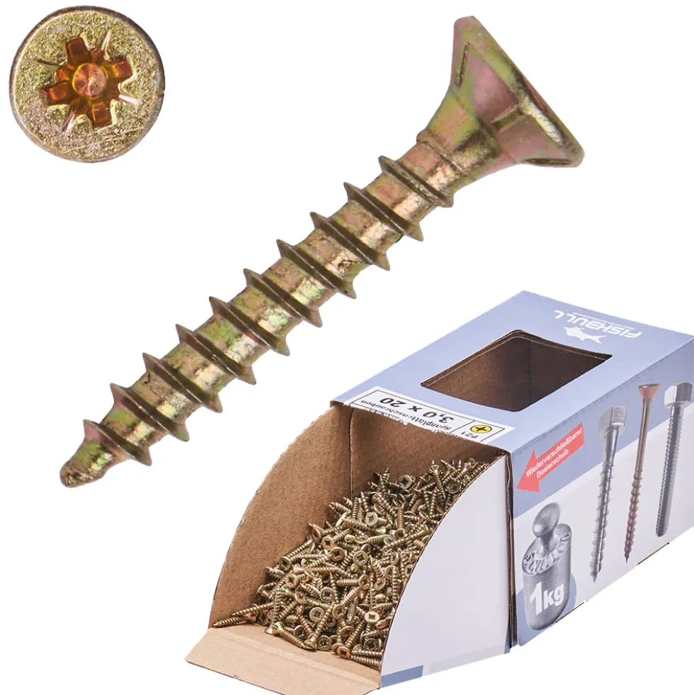 Spanplattenschraube 3,0x20 mm PZ 1kg FISHBULL-Pack Senkkopf Vollgewinde Kreuzschlitz