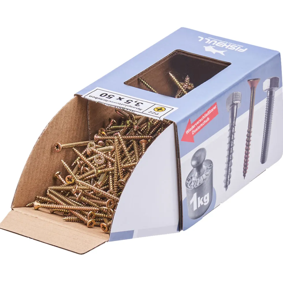 Spanplattenschraube 3,5x50 mm PZ 1kg FISHBULL-Pack Senkkopf Vollgewinde Kreuzschlitz