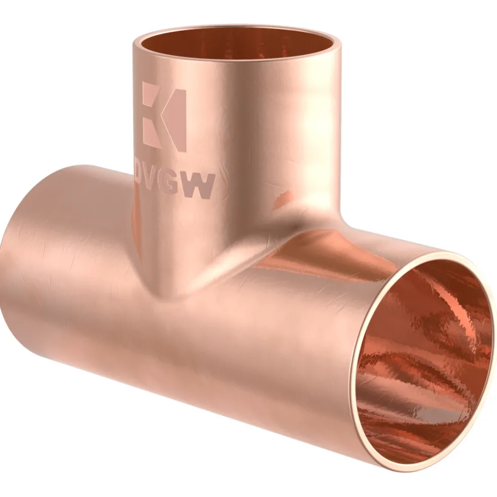 10 Stück Kupfer-Lötfitting T-Stück 22 mm im Vorratspack