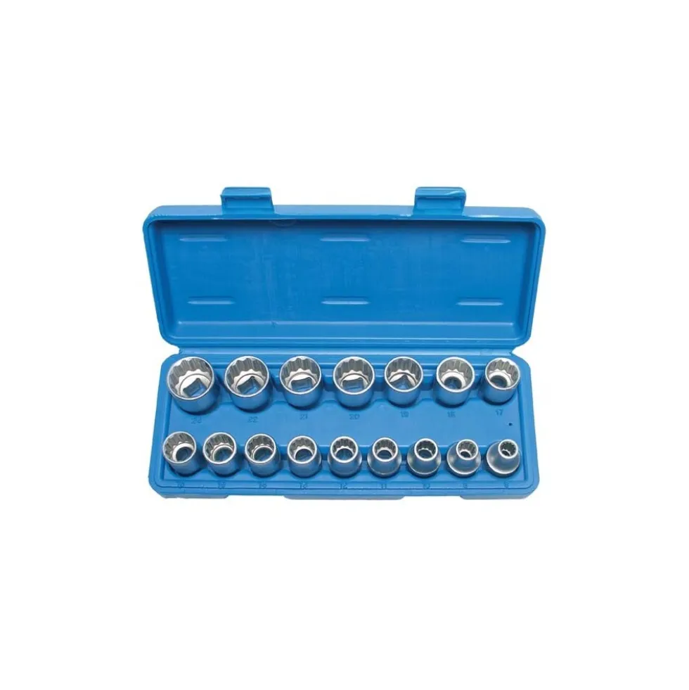 Steckschlüssel-Einsätze 1/2" 8-24mm 12-kant 16-teilig