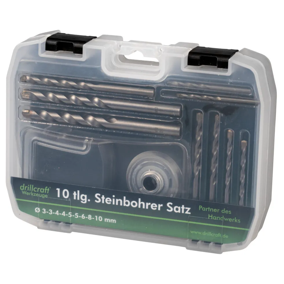 Steinbohrersatz 10-teilig, 3-10 mm, mit Bohrstaubfänger