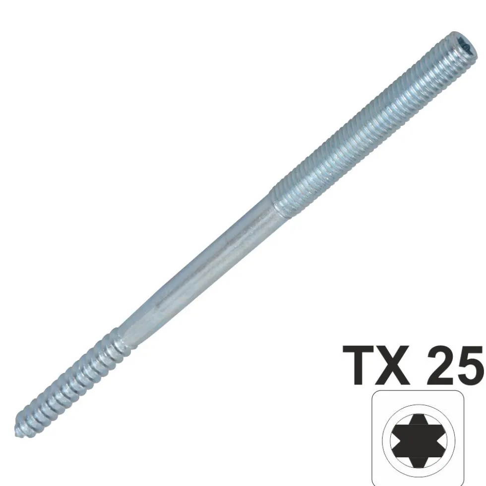 Stockschraube 8,0x140mm TX Innensechsrund galvanisch verzinkt