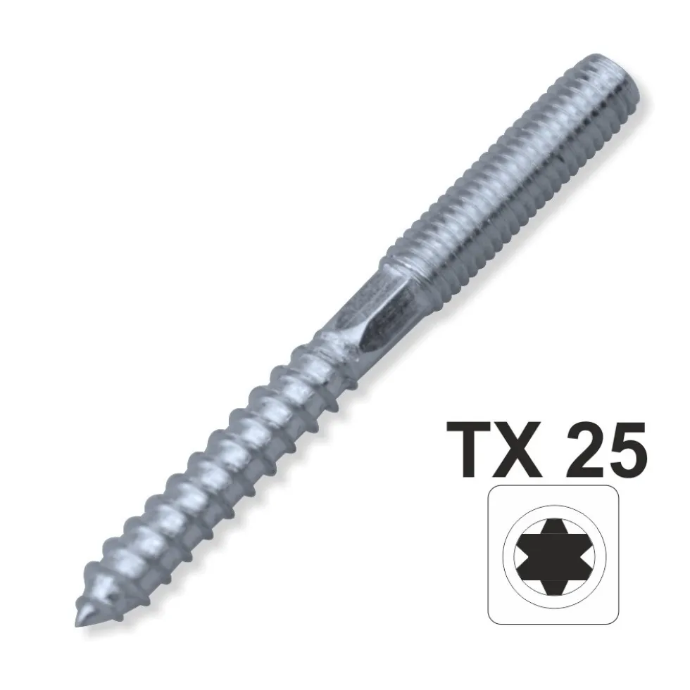 Stockschraube 10 x 80 mm TX Innensechsrund galvanisch verzinkt 6-kant Schlüsselfläche