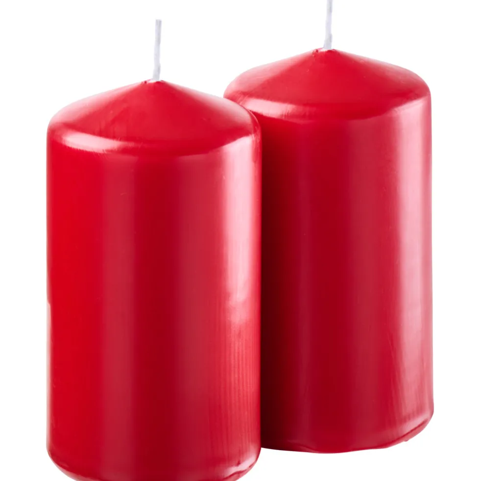 Stumpenkerze 2er-Set 120 x Ø 65 mm karminrot