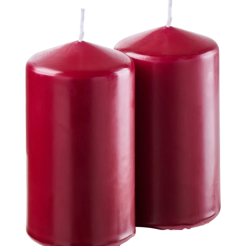 Stumpenkerze 2er-Set 120 x Ø 65 mm weinrot