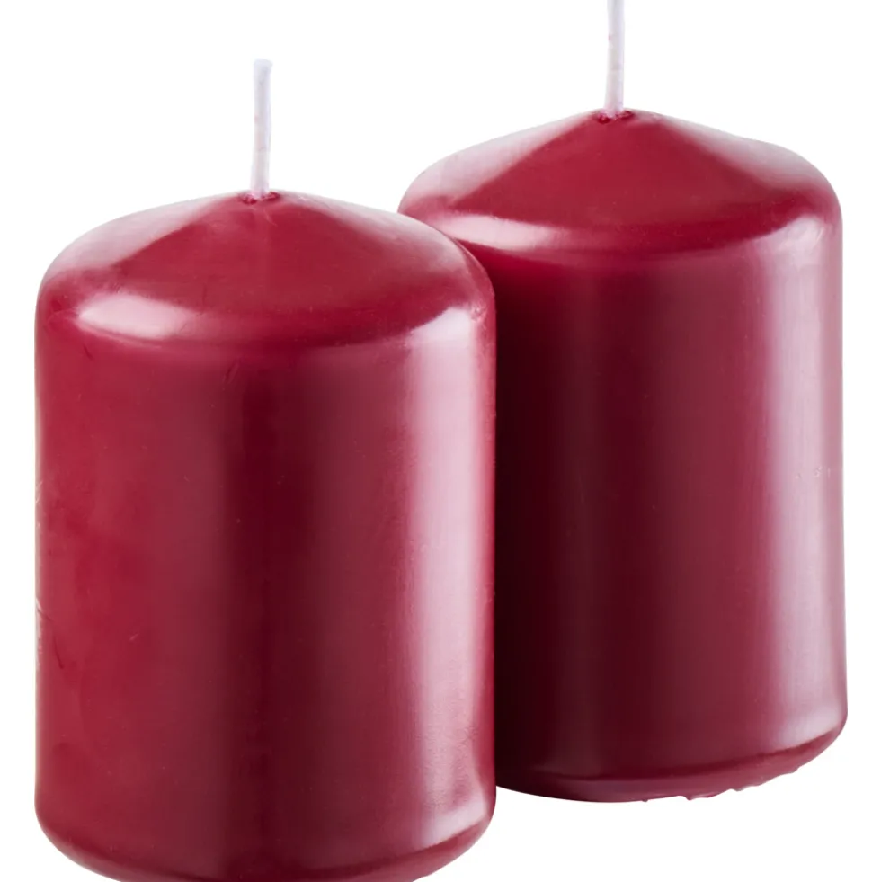 Stumpenkerze 2er-Set 80 x Ø 55 mm weinrot
