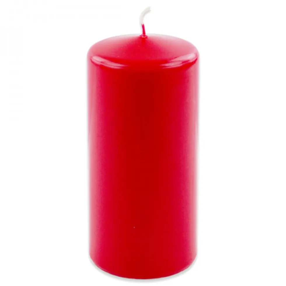 Stumpenkerze Ø 6 x 8 cm aus Echtwachs in rot