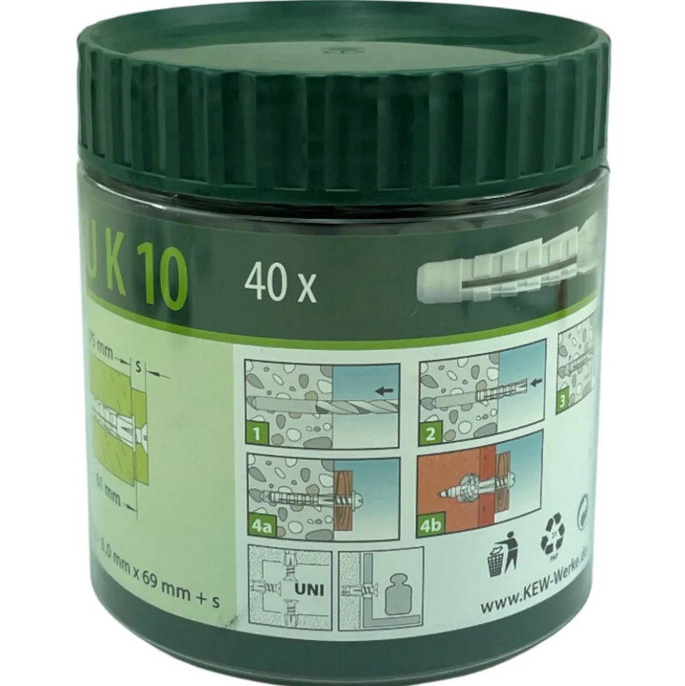 Super-Universaldübel mit Kragen 10 x 70 mm, in 40er Vorratsdose