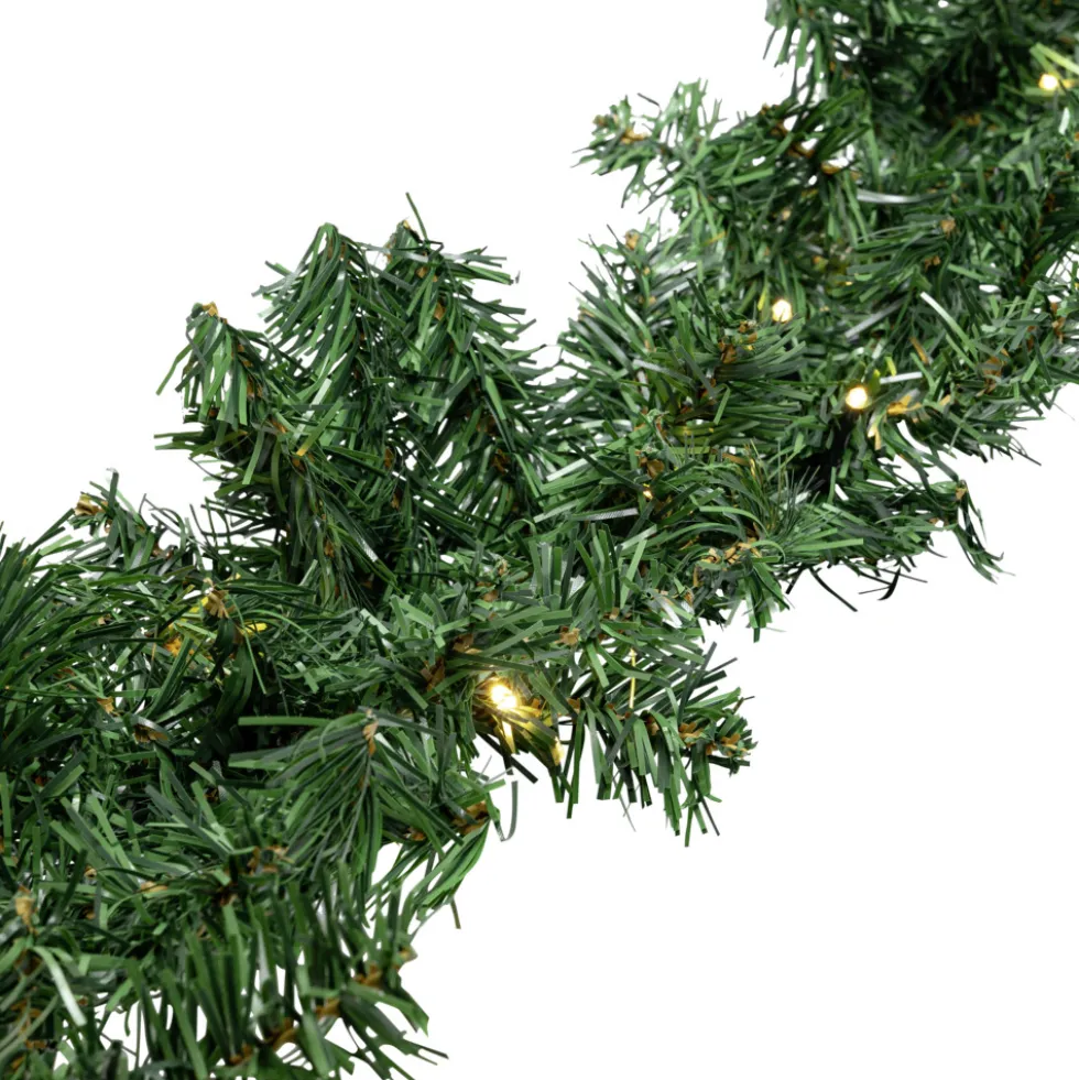Tannengirlande künstlich 270 cm mit 60 warmweißen LEDs