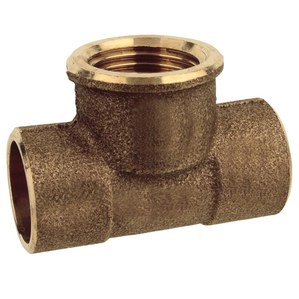 T-Übergangsstück aus Rotguss 15 mm x ½" IG x 15 mm