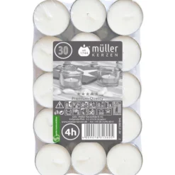 Teelichter 30er-Pack weiß