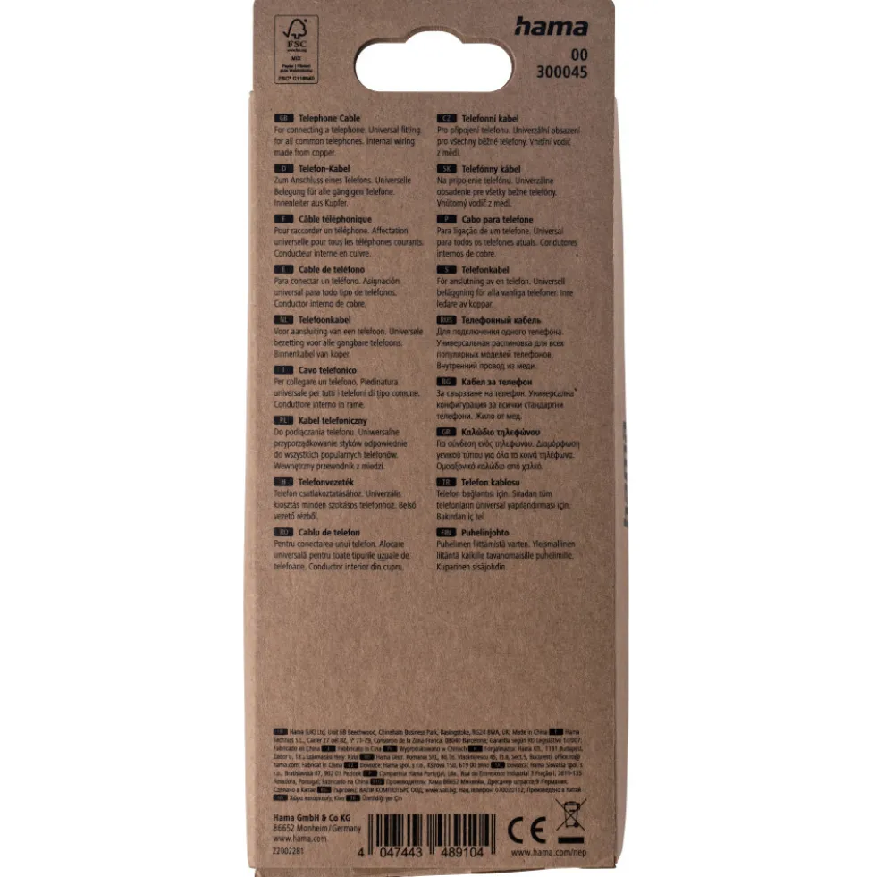 Telefonkabel TAE-F-Stecker 3 m Modular-Stecker 6p4c in Schwarz