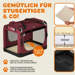 Tiertransportbox M 60 x 42 x 44 cm dunkelrot