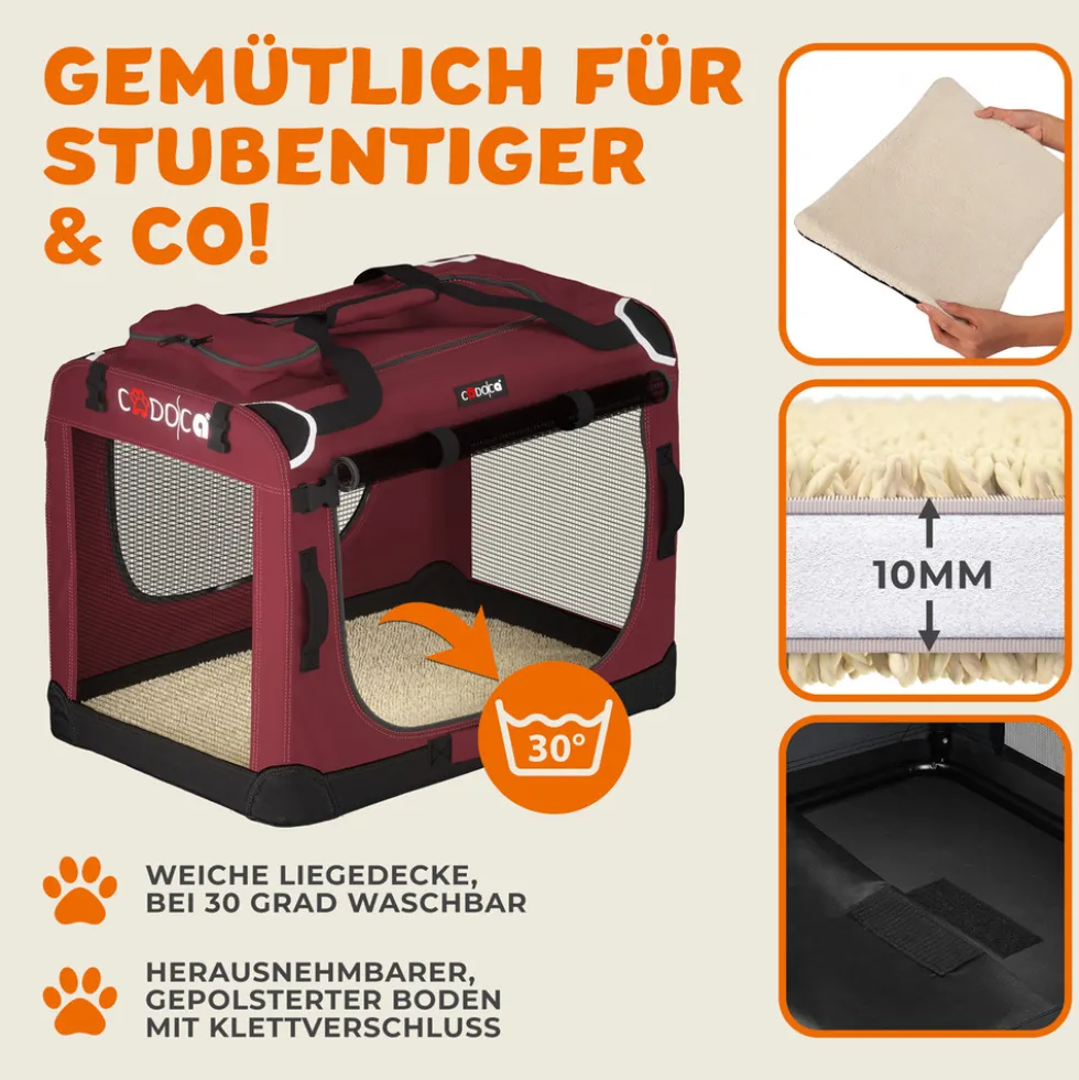 Tiertransportbox M 60 x 42 x 44 cm dunkelrot