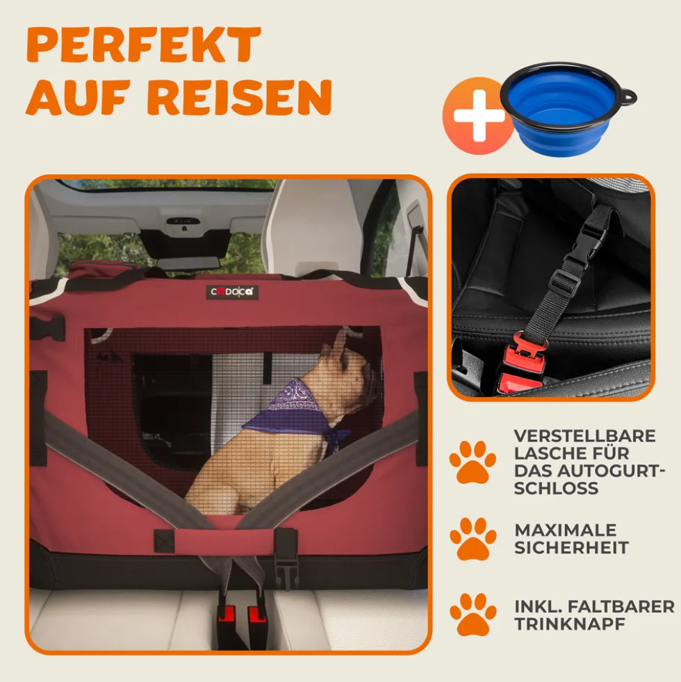 Tiertransportbox M 60 x 42 x 44 cm dunkelrot