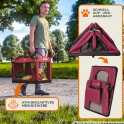 Tiertransportbox M 60 x 42 x 44 cm dunkelrot