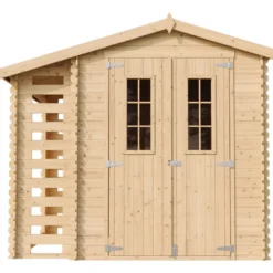 Timbela Gartenhaus aus Holz mit Brennholzschuppen