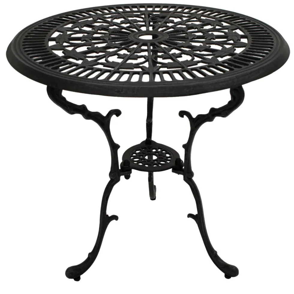 Tisch Ø 70 cm rund Aluguss Antik-Grau