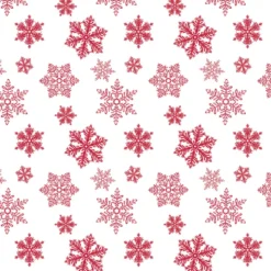 Tischdecke transparent mit roten Schneeflocken-Motiv, Meterware