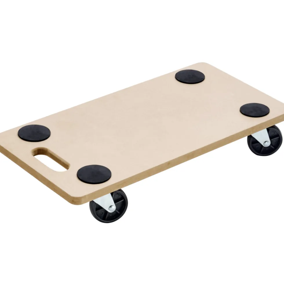 Transportroller 58 x 29 x 9,5 cm aus MDF-Platte 150 kg mit vier Lenkrollen