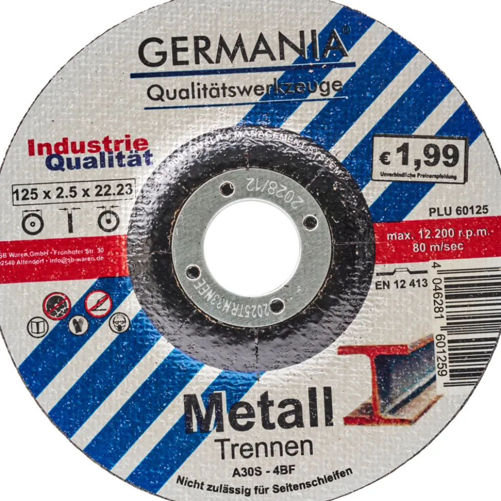 Trennscheibe Metall 125x2,5 bombiert Industriequalität Trennen