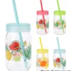 Trinkglas mit Trinkhalm 370 ml - Farbauswahl