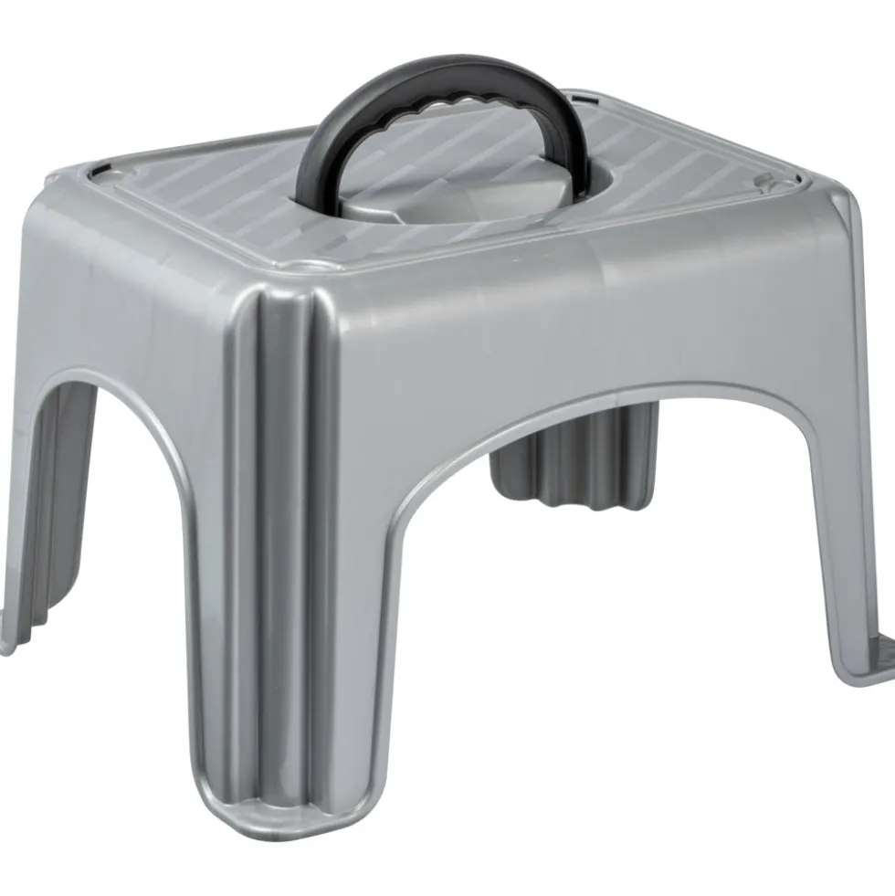Tritthocker mit Griff in Silber