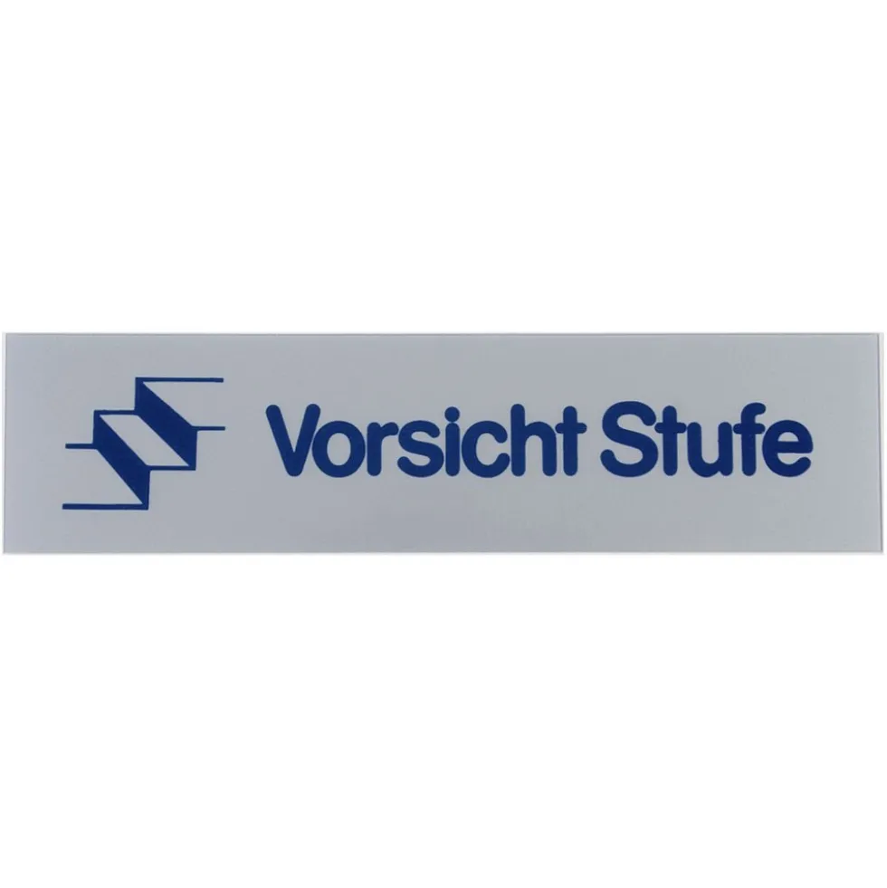 Türschild 160 x 40 mm, selbstklebend, Vorsicht Stufe