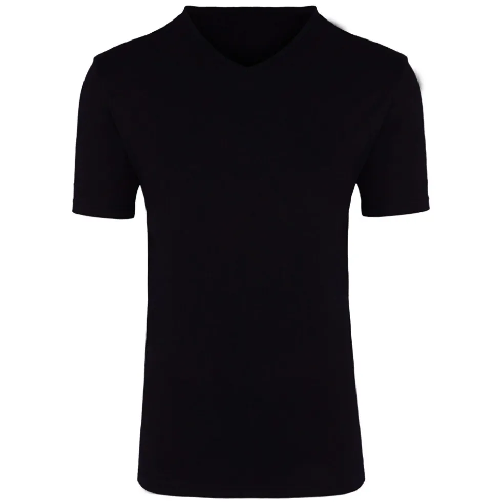 T-Shirt Doppelpack schwarz aus Baumwolle mit V-Ausschnitt