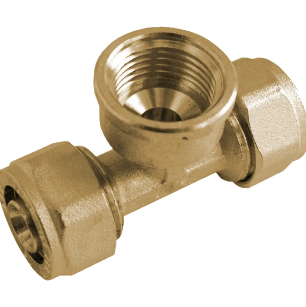 T-Stück Metallverbundrohr 16 x 2 x ½"IG x 16 x 2 mm vernickelt