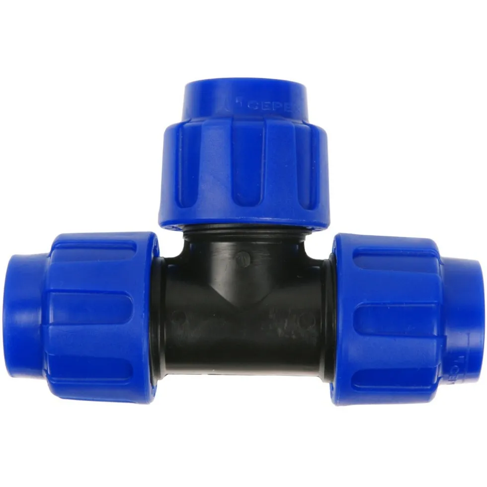 T-Stück Polypropylen 3 x Ø25 mm für HDPE-Rohr