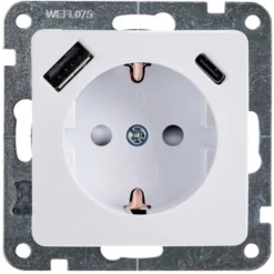 Unterputz Steckdose Monaco mit USB-A+C-Anschluss ultraweiß, IP20