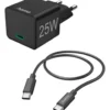 USB-C Schnellladegerät 25W mit Ladekabel 1m schwarz
