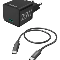 USB-C Schnellladegerät 25W mit Ladekabel 1m schwarz