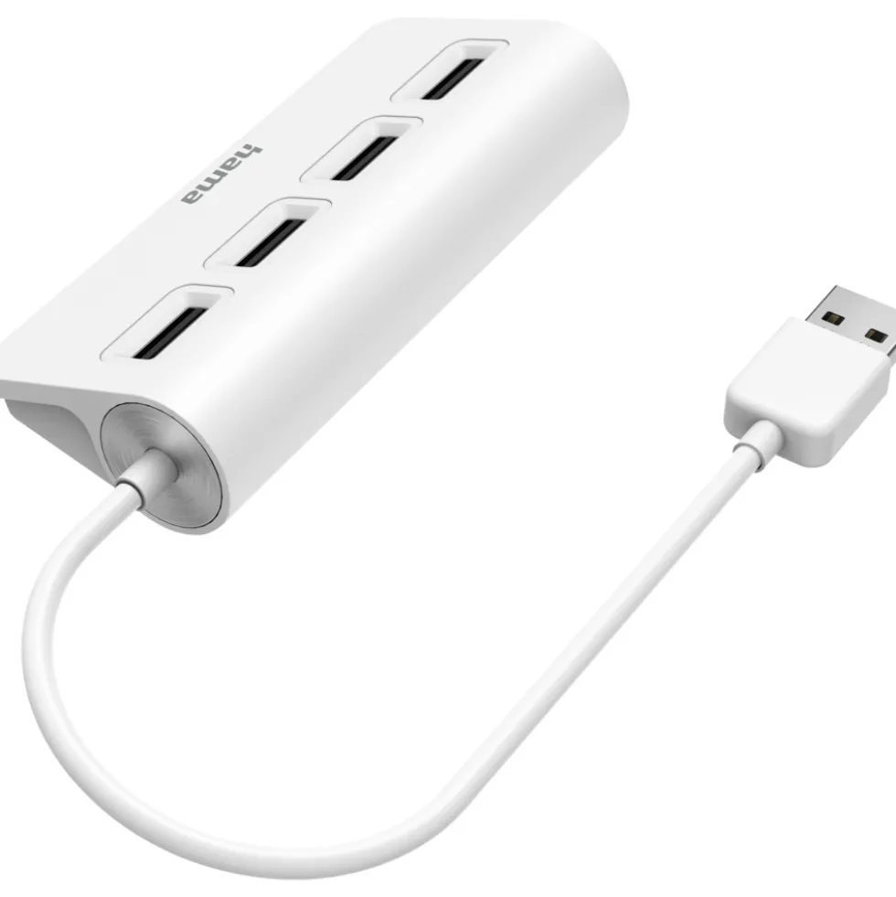 USB-Hub 4 Ports USB 2.0 mit 480 Mbit/s, weiß
