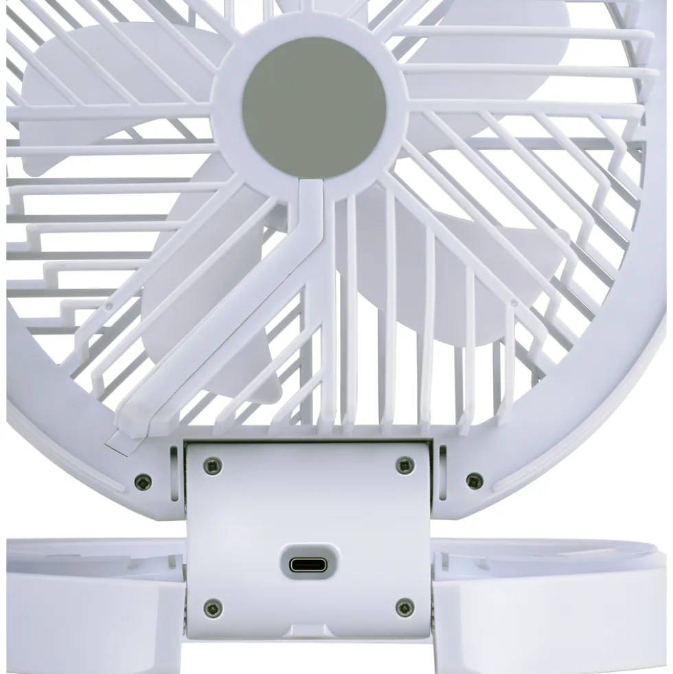 USB-Tischventilator mit Lichtring 1200 mAh, weiß