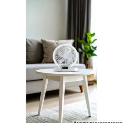 USB-Tischventilator mit Lichtring 1200 mAh, weiß