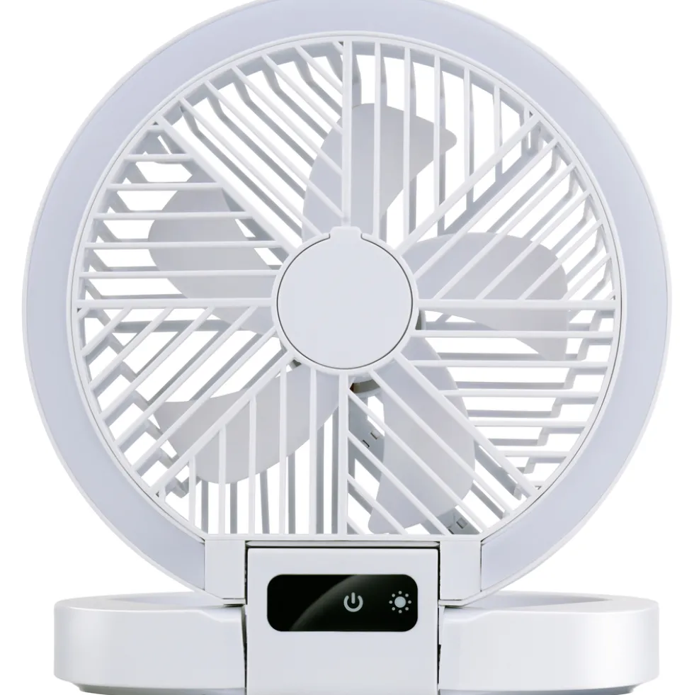 USB-Tischventilator mit Lichtring 1200 mAh, weiß