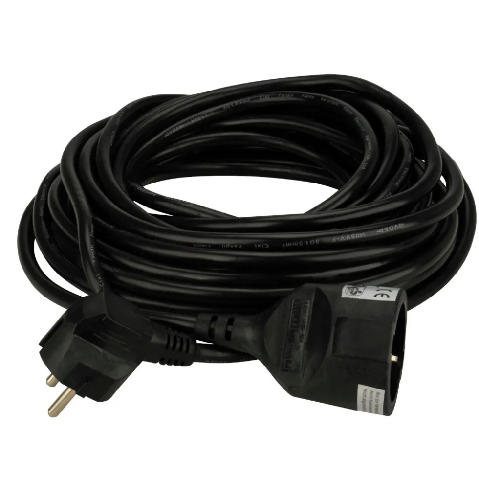 Verlängerungskabel 10 m mit Schutzkontakt-Stecker schwarz